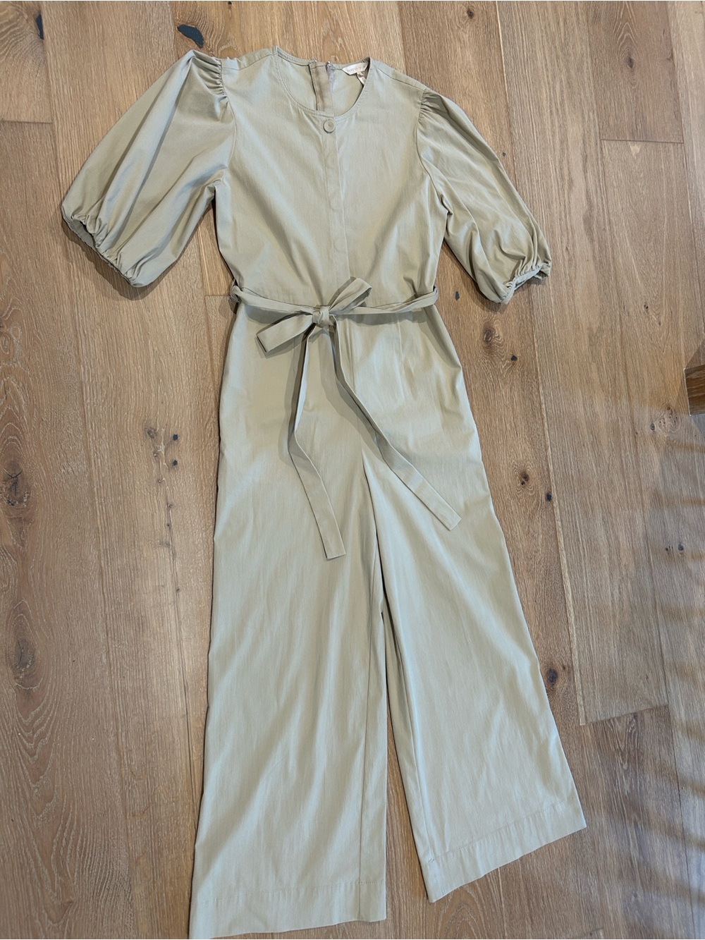 Rebecca Taylor Khaki Wide-Leg Belted Jumpsuit